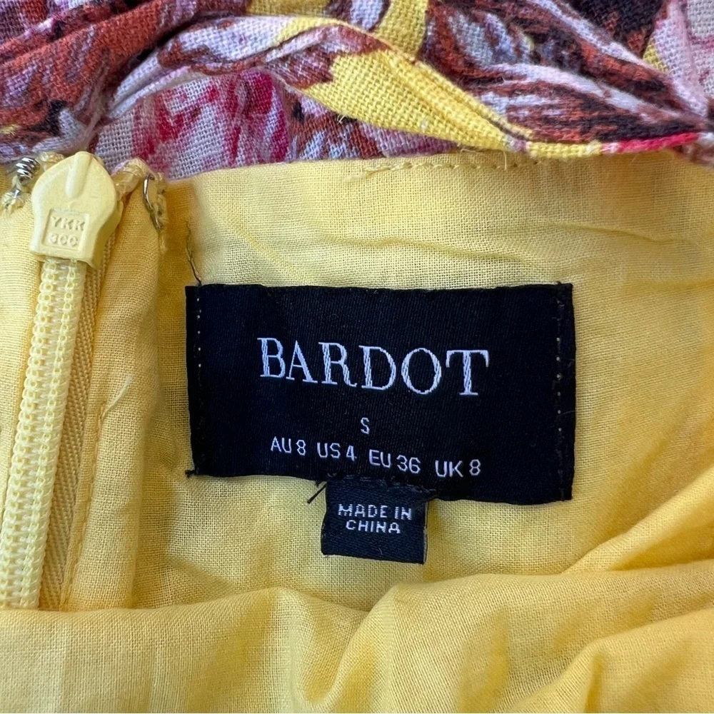 Bardot Labella Yellow Floral Midi Dress Women’s Size Small - Picture 8 of 11